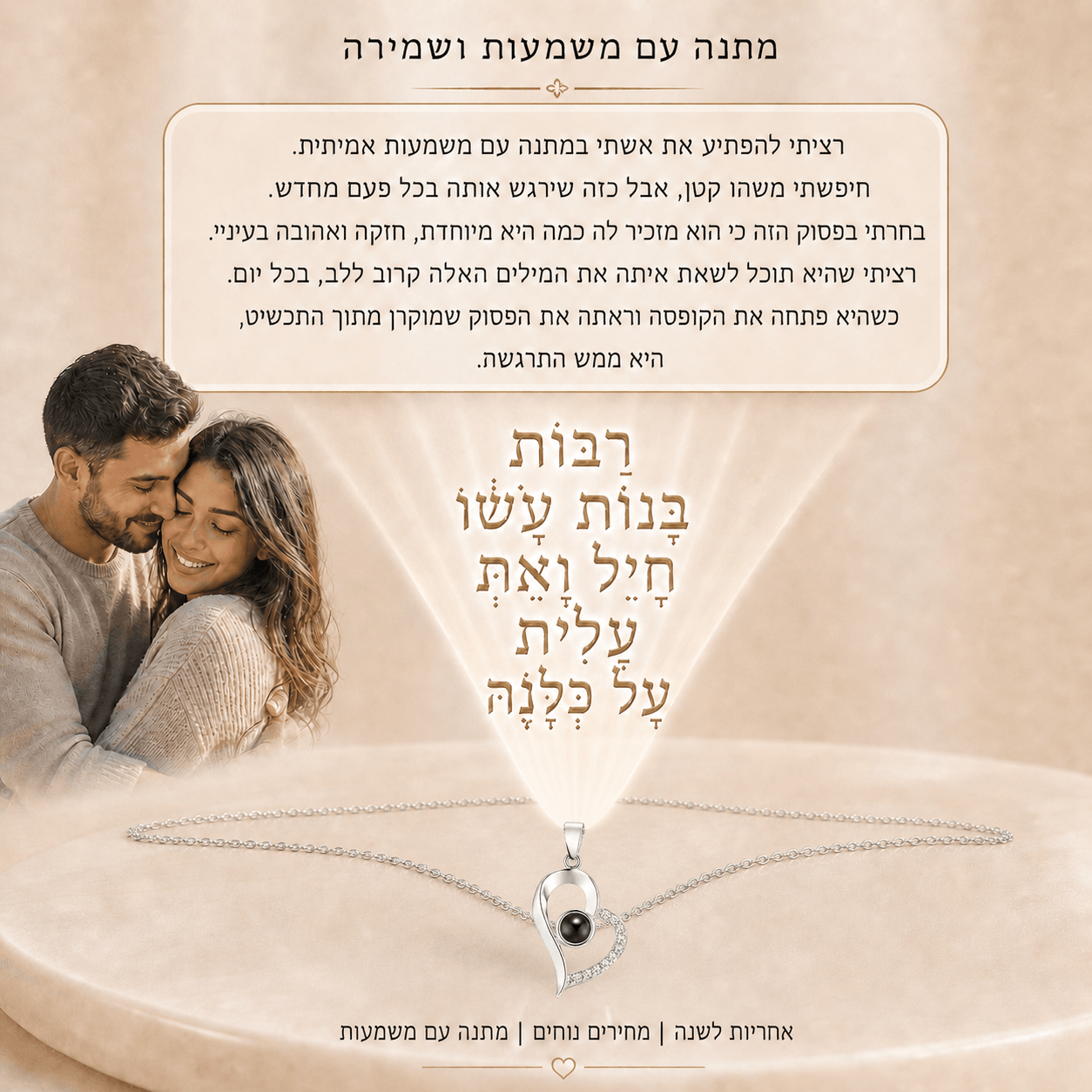 שרשרת לב משובץ עם תמונה מוצפנת